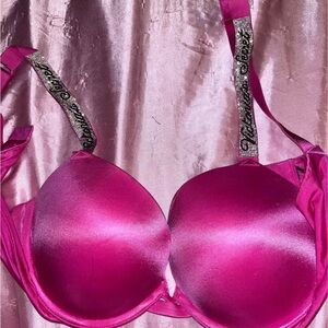 Victoria's Secret Fuchsia Bra with Rhinestone Straps
